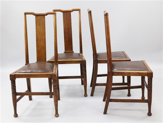 Four Arts & Crafts dining chairs, attributed to Voysey Workshop,